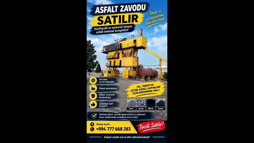 Asfalt zavodu istehsal kompleksi - Tenderyard