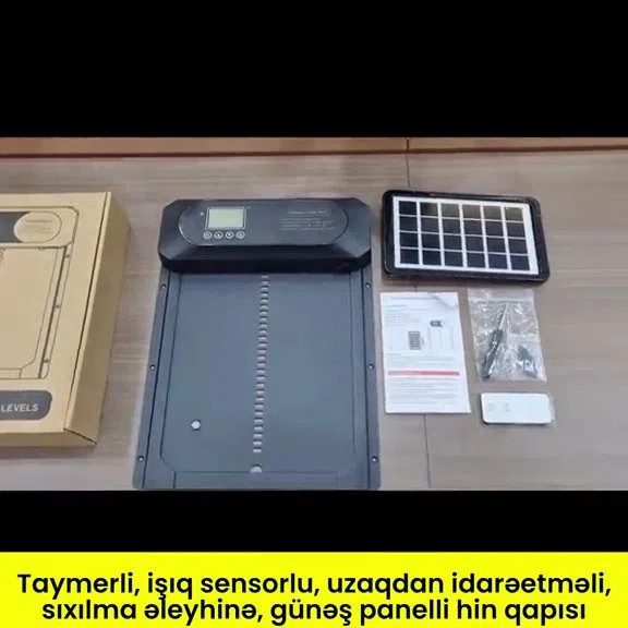 Taymerli, işıq sensorlu, günəş panelli avtomatik hin qapısı - Tenderyard